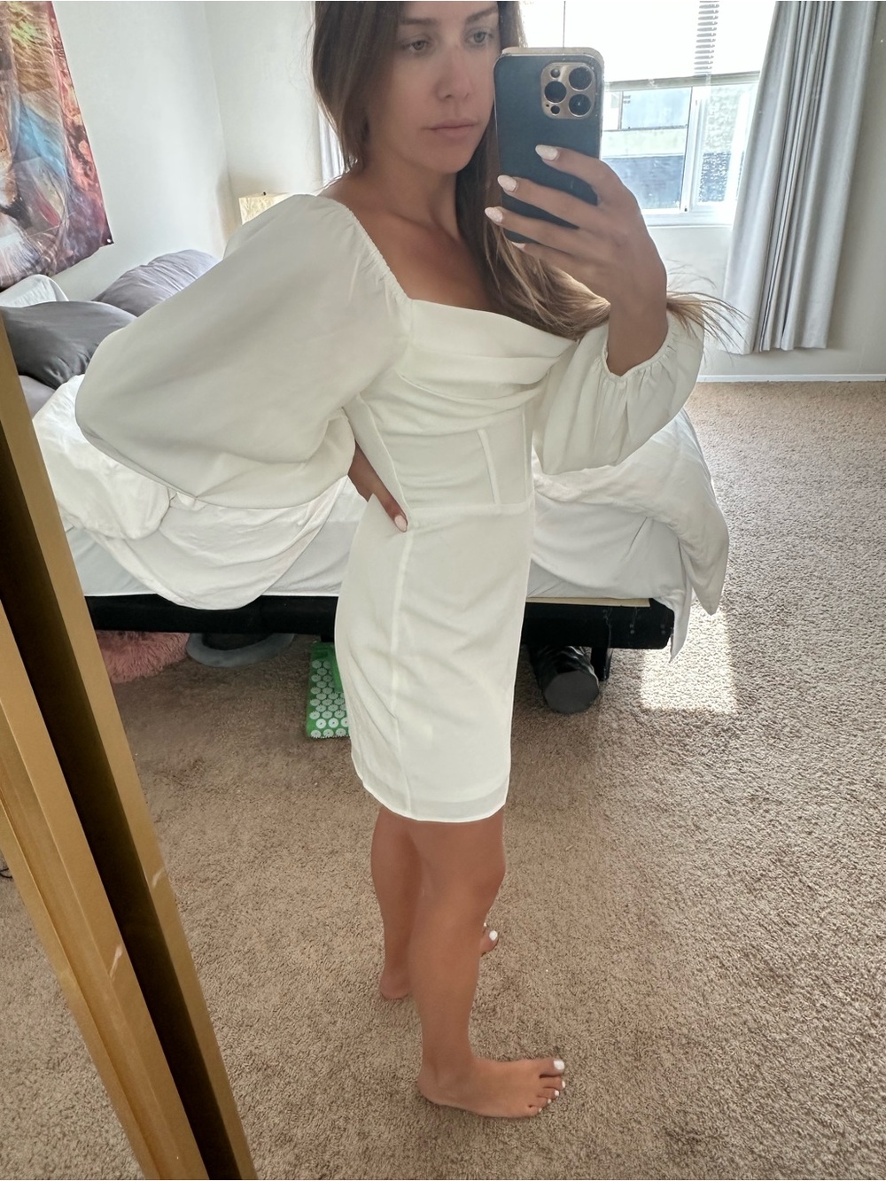 Princess Polly White Lillie Balloon Puff-Sleeve Mini Dress - Picture 9 of 9